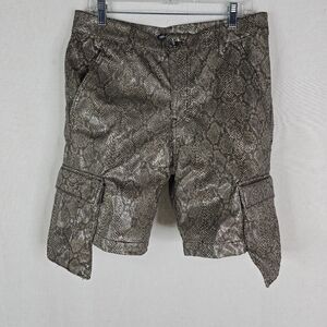 Seventh Heaven Mens Medium Faux Snake Skin Ss19 Brown Cargo Shorts